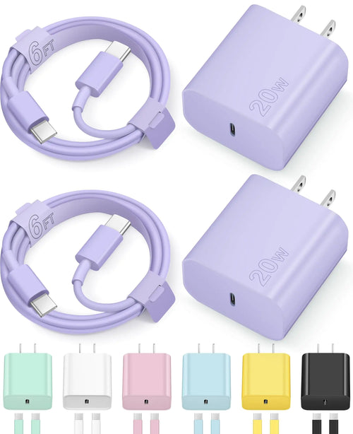 2 pack fast Charger for iPhone 16 15 /Samsung(Purple)